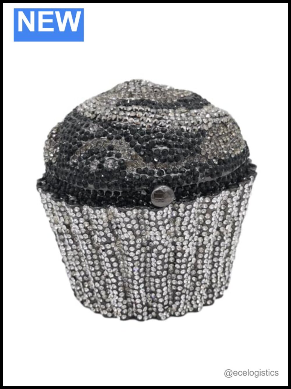 Crystal Cupcake Clutch Evening Bag Faux Leather Rhinestone Prom Purse